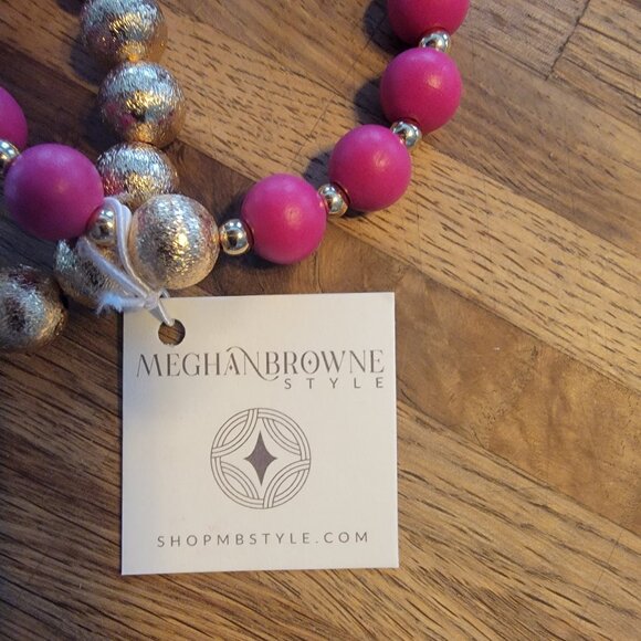 Meghan Browne Style Kari Fuchsia Bracelet Set Gold/Pink Pair of 2 - Picture 11 of 11